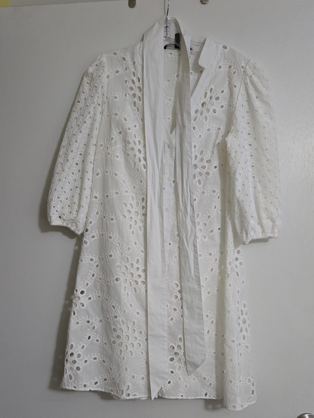 Whitehouse Black Market White Eyelet Button-Front Dress